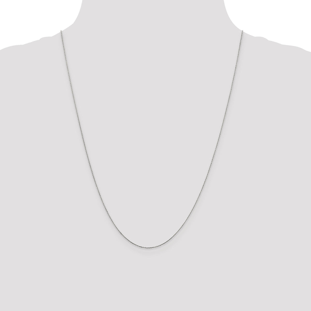 14k White Gold .6mm D/C Round Open Link Cable Chain-PEN145-24
