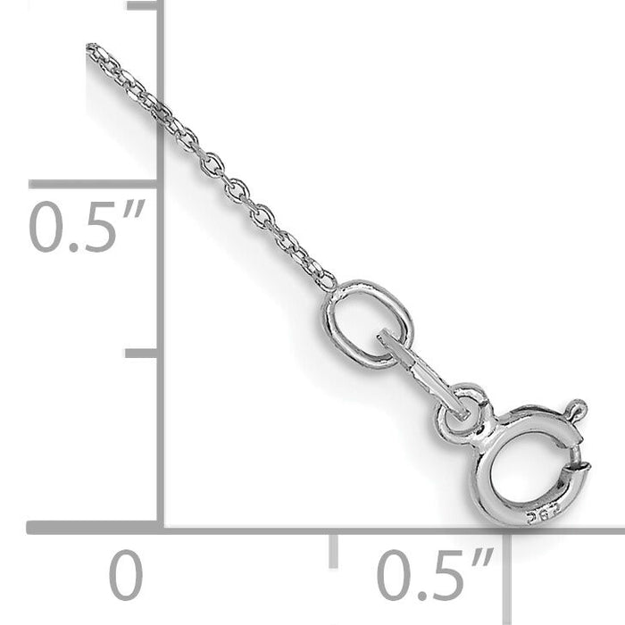 14k White Gold .6mm D/C Round Open Link Cable Chain Anklet-PEN145-10