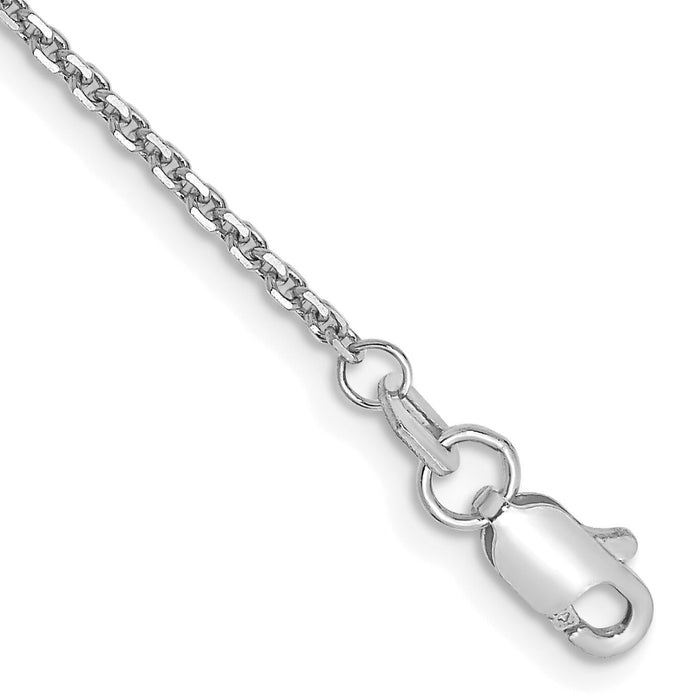 14k White Gold 1.45mm D/C Cable Chain Anklet-PEN146-10