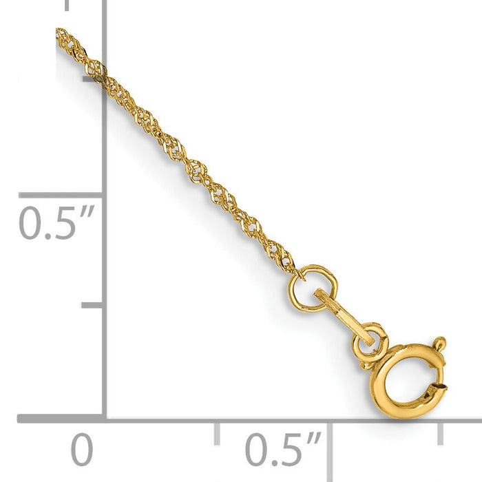 14k 1mm Singapore Chain Anklet-PEN164-9