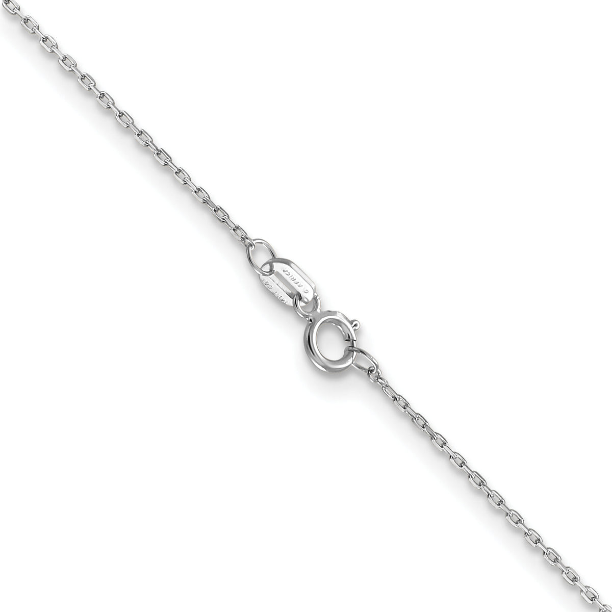 14k White Gold .8mm D/C Cable with Spring Ring Clasp Chain-PEN192-18