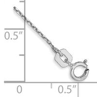 14k White Gold .8mm D/C Cable with Spring Ring Clasp Chain Anklet-PEN192-9