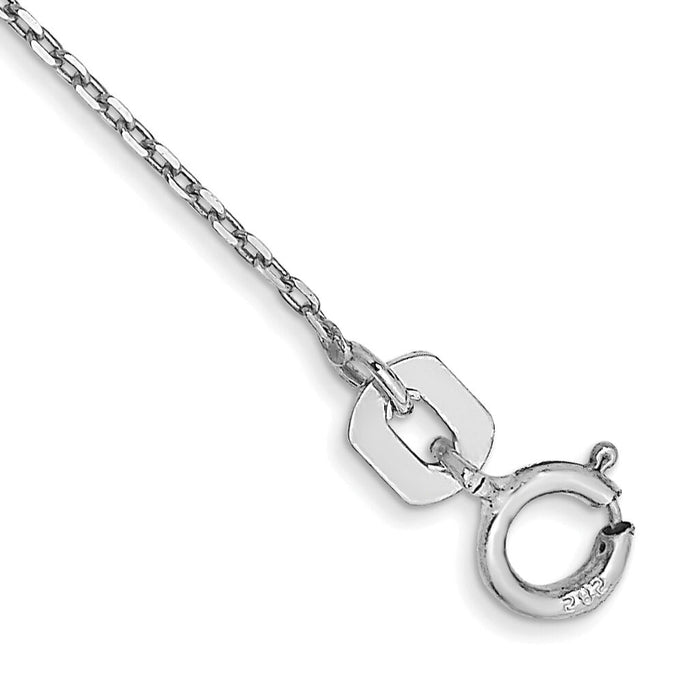14k White Gold .8mm D/C Cable with Spring Ring Clasp Chain Anklet-PEN192-9