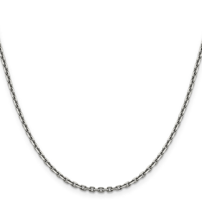 14k White Gold 2.5mm D/C Cable Chain-PEN194-24