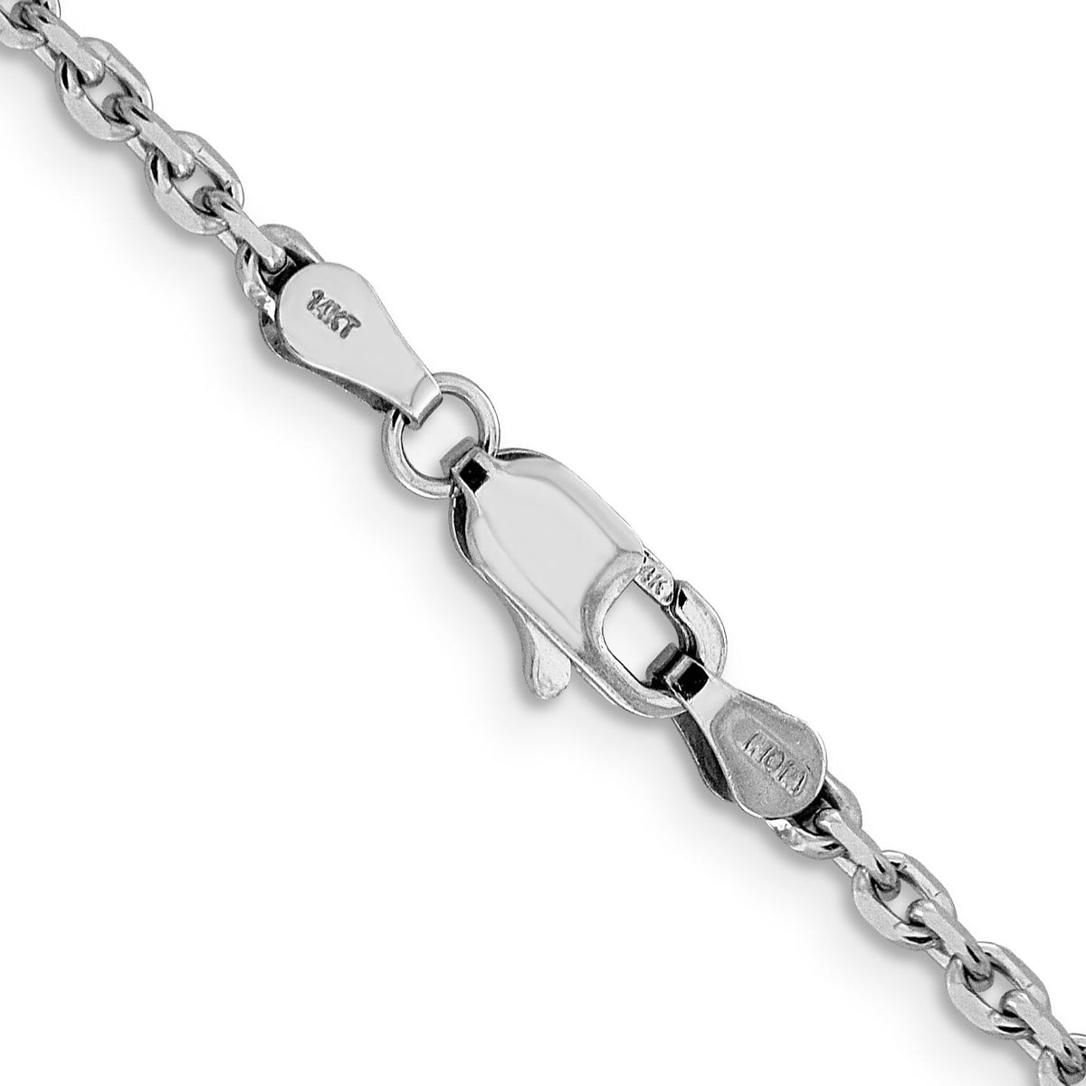 14k White Gold 2.5mm D/C Cable Chain-PEN194-18