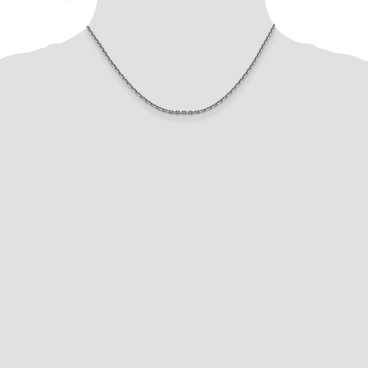 14k White Gold 2.5mm D/C Cable Chain-PEN194-16