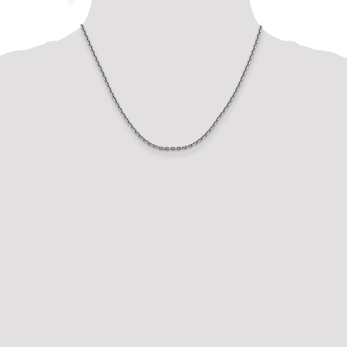 14k White Gold 2.5mm D/C Cable Chain-PEN194-18