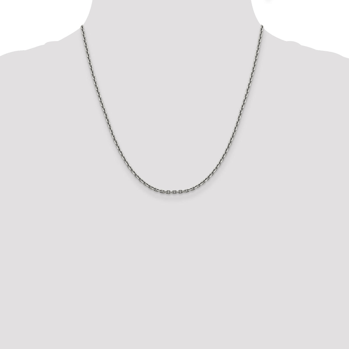 14k White Gold 2.5mm D/C Cable Chain-PEN194-20