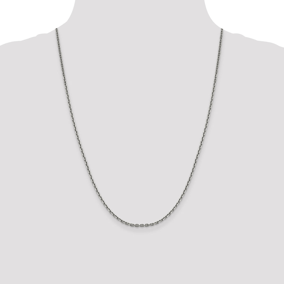 14k White Gold 2.5mm D/C Cable Chain-PEN194-24