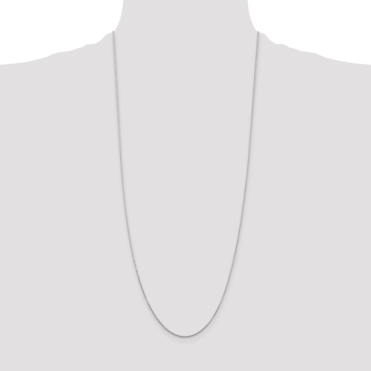14k White Gold .8mm D/C Round Open Link Cable Chain-PEN196-30