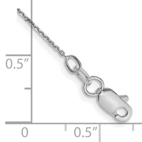 14k White Gold .8mm D/C Round Open Link Cable Chain Anklet-PEN196-10