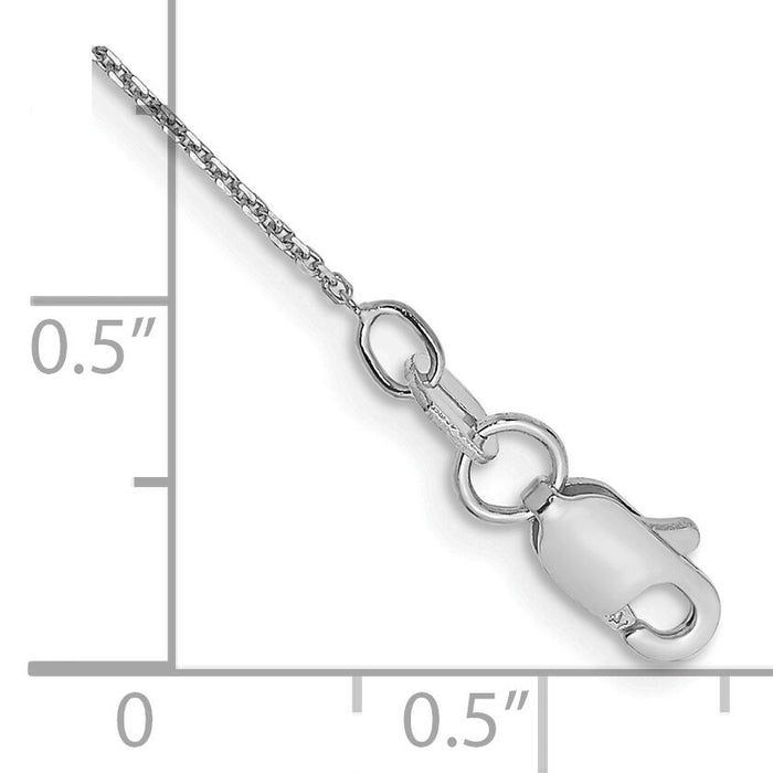 14k White Gold .8mm D/C Round Open Link Cable Chain Anklet-PEN196-10
