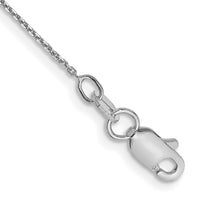 14k White Gold .8mm D/C Round Open Link Cable Chain Anklet-PEN196-10