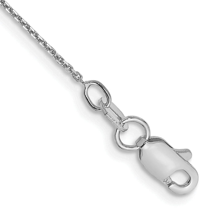 14k White Gold .8mm D/C Round Open Link Cable Chain Anklet-PEN196-10