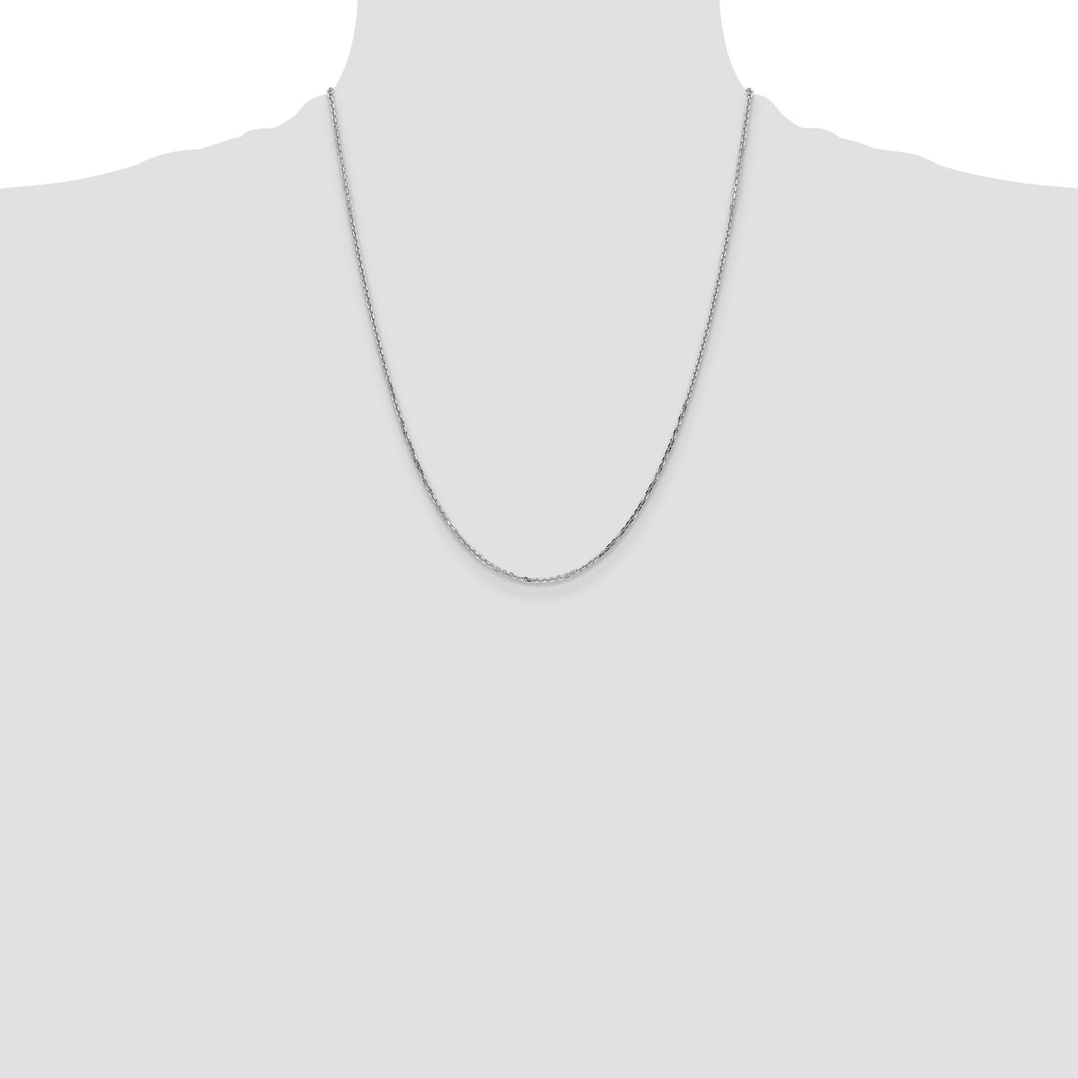 14k White Gold 1.4mm D/C Round Open Link Cable Chain-PEN197-22
