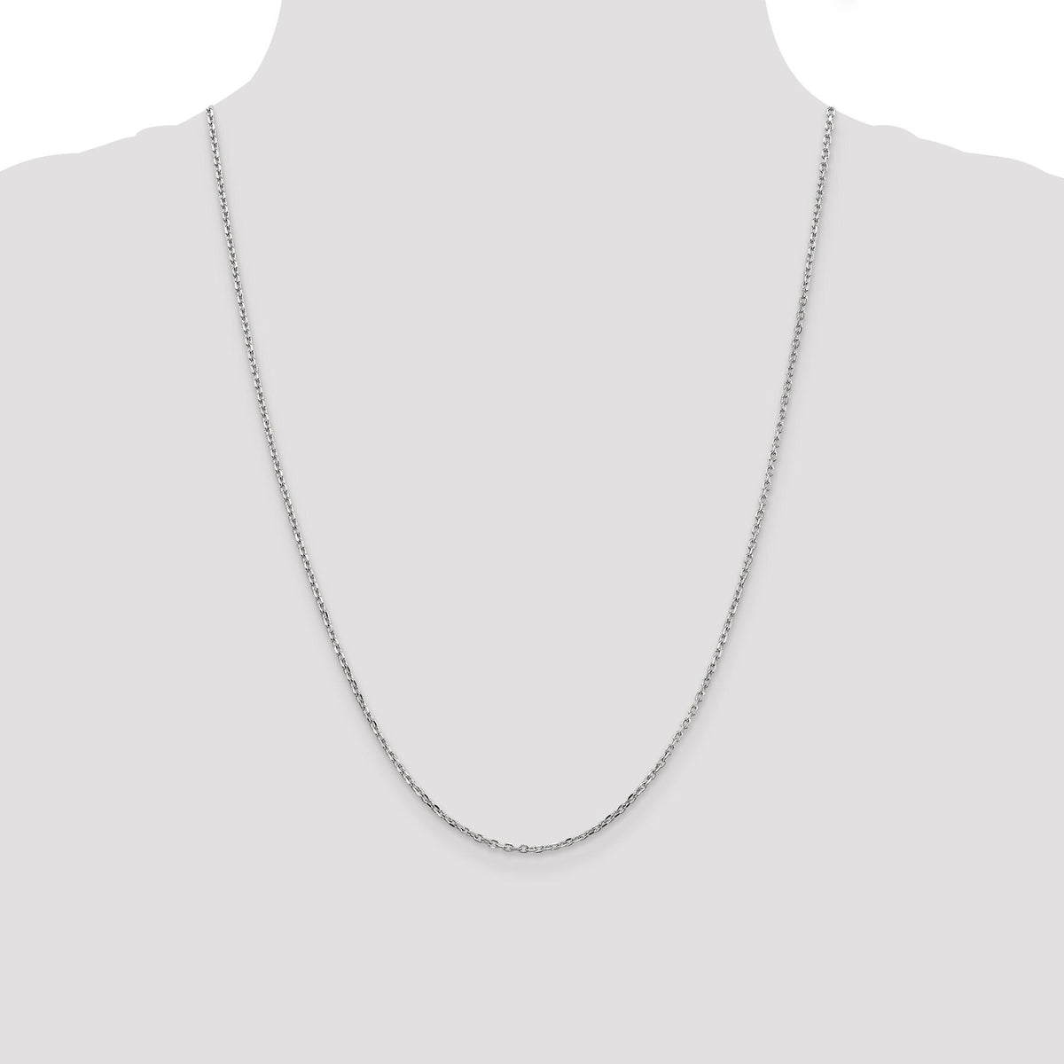 14k White Gold 1.8mm D/C Round Open Link Cable Chain-PEN198-24