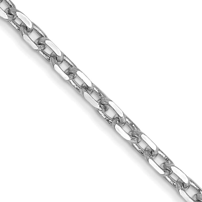 14k White Gold 1.8mm D/C Round Open Link Cable Chain-PEN198-16