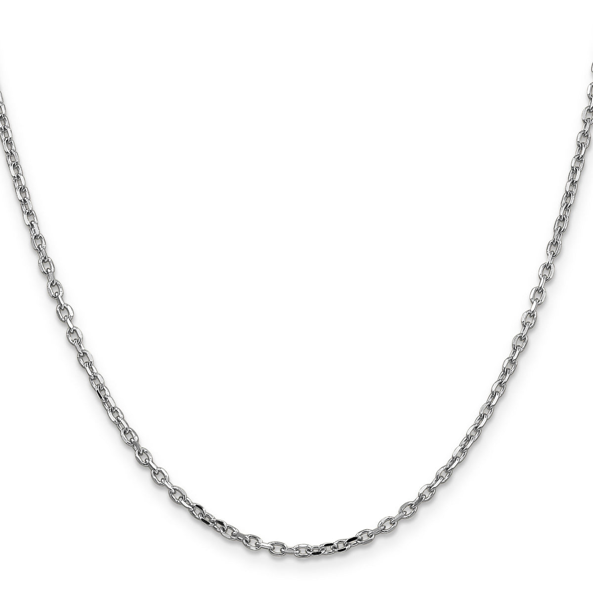 14k White Gold 2.2mm D/C Round Open Link Cable Chain-PEN199-24