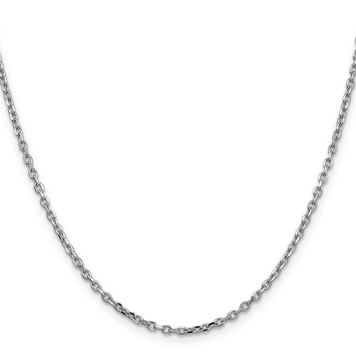 14k White Gold 2.2mm D/C Round Open Link Cable Chain-PEN199-24