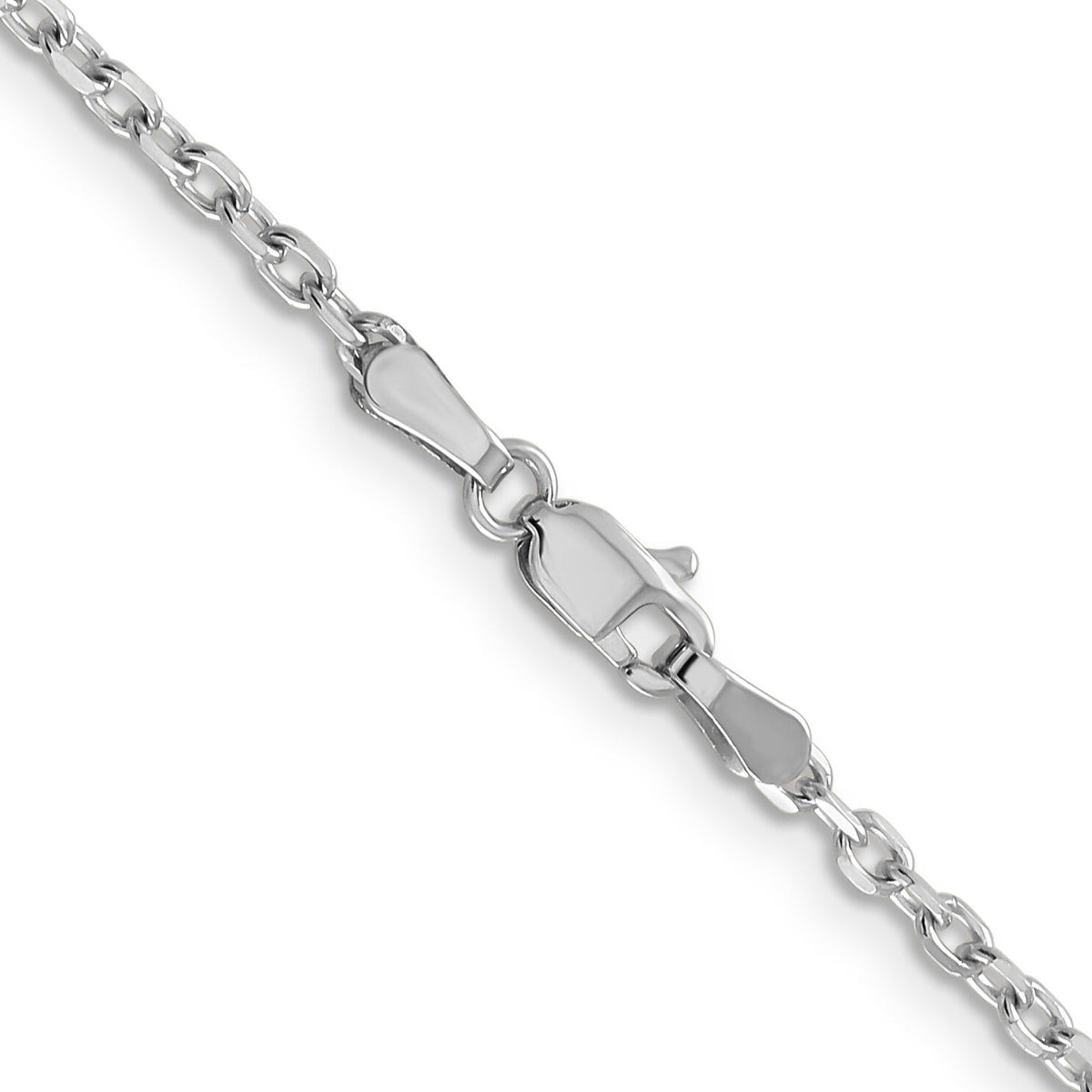 14k White Gold 2.2mm D/C Round Open Link Cable Chain-PEN199-18