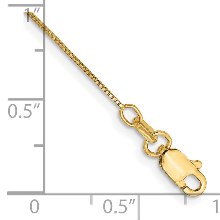 14k .5mm Box with Lobster Clasp Chain Anklet-PEN1L-10