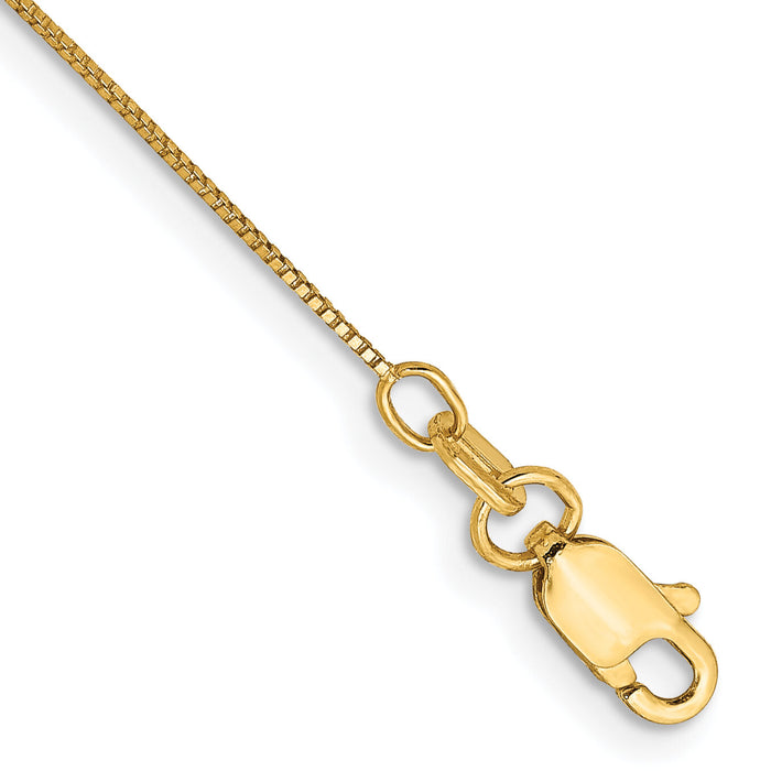 14k .5mm Box with Lobster Clasp Chain Anklet-PEN1L-10