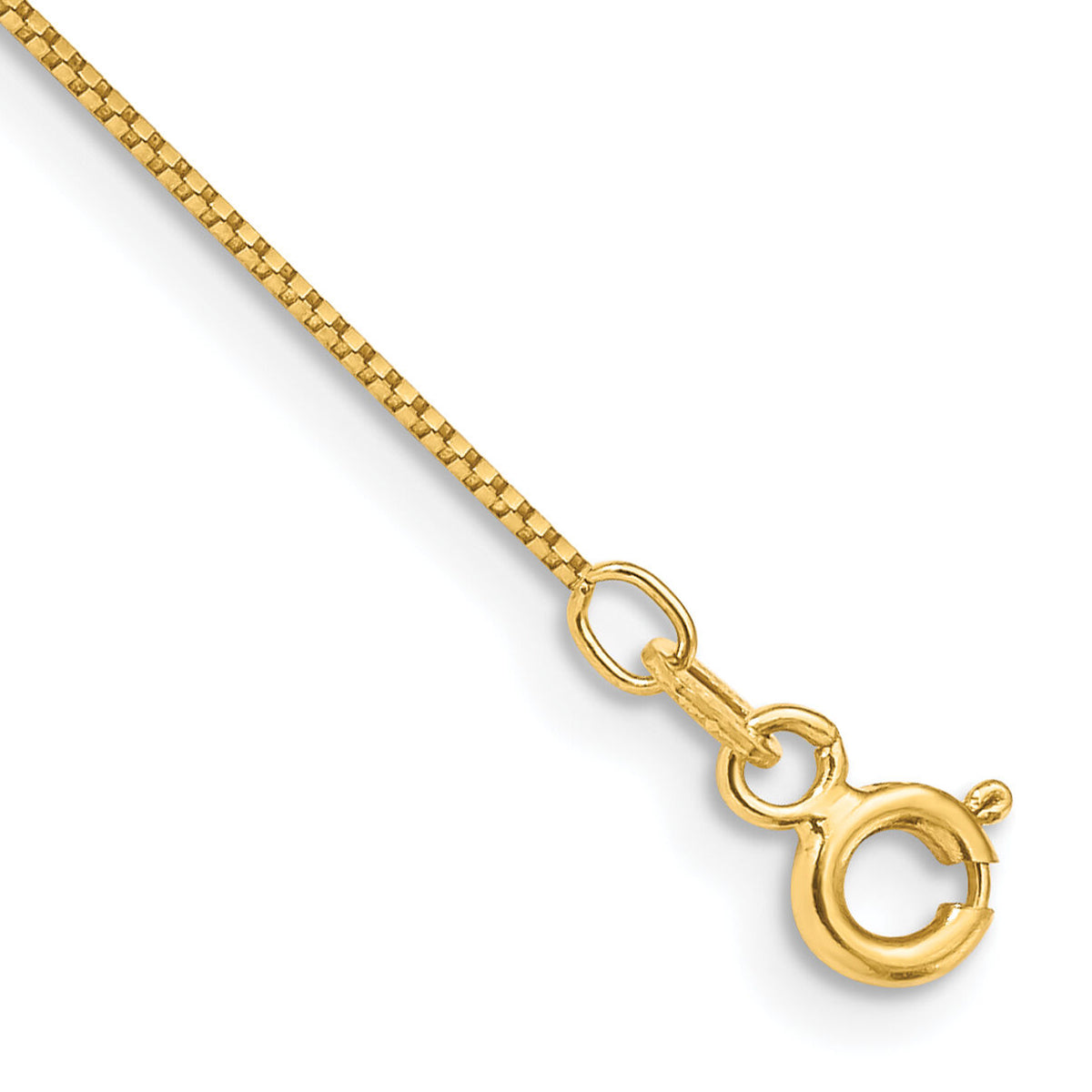 14k .7mm Box with Spring Ring Clasp Chain Anklet-PEN2-10