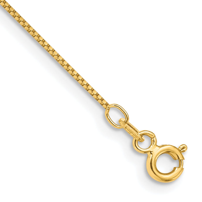 14k .7mm Box with Spring Ring Clasp Chain Anklet-PEN2-10