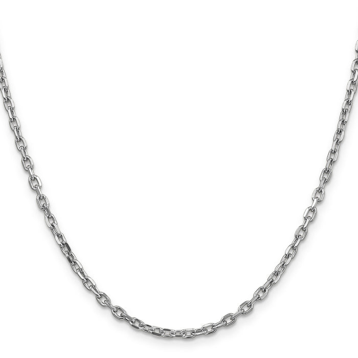 14k White Gold 3mm D/C Round Open Link Cable Chain-PEN200-18