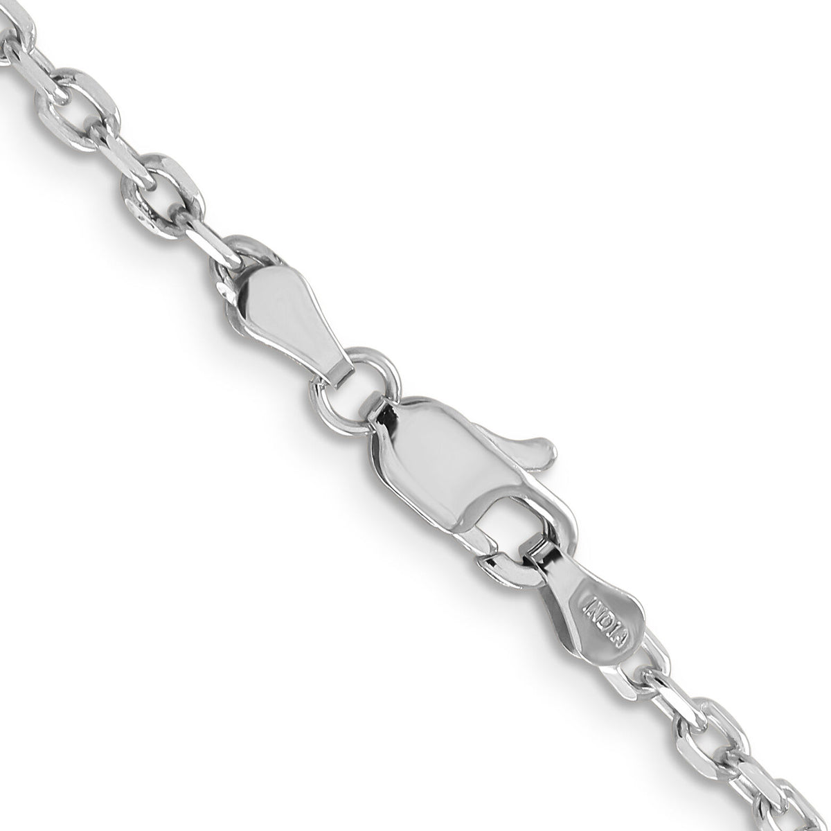 14k White Gold 3mm D/C Round Open Link Cable Chain-PEN200-18