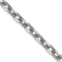 14k White Gold 3mm D/C Round Open Link Cable Chain-PEN200-20