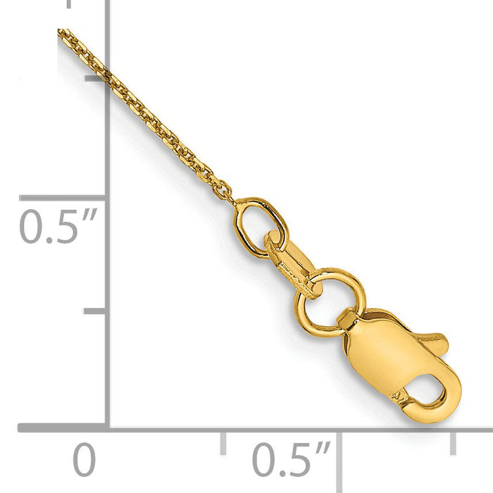14k .8mm D/C Round Open Link Cable Chain Anklet-PEN202-10