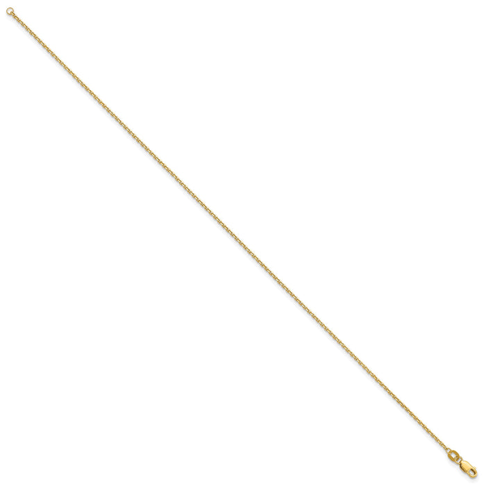 14k 1.4mm D/C Round Open Link Cable Chain Anklet-PEN203-10