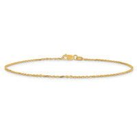 14k 1.4mm D/C Round Open Link Cable Chain Anklet-PEN203-10