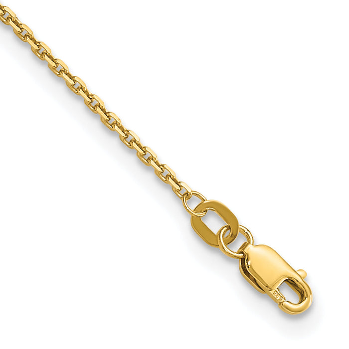 14k 1.4mm D/C Round Open Link Cable Chain Anklet-PEN203-10