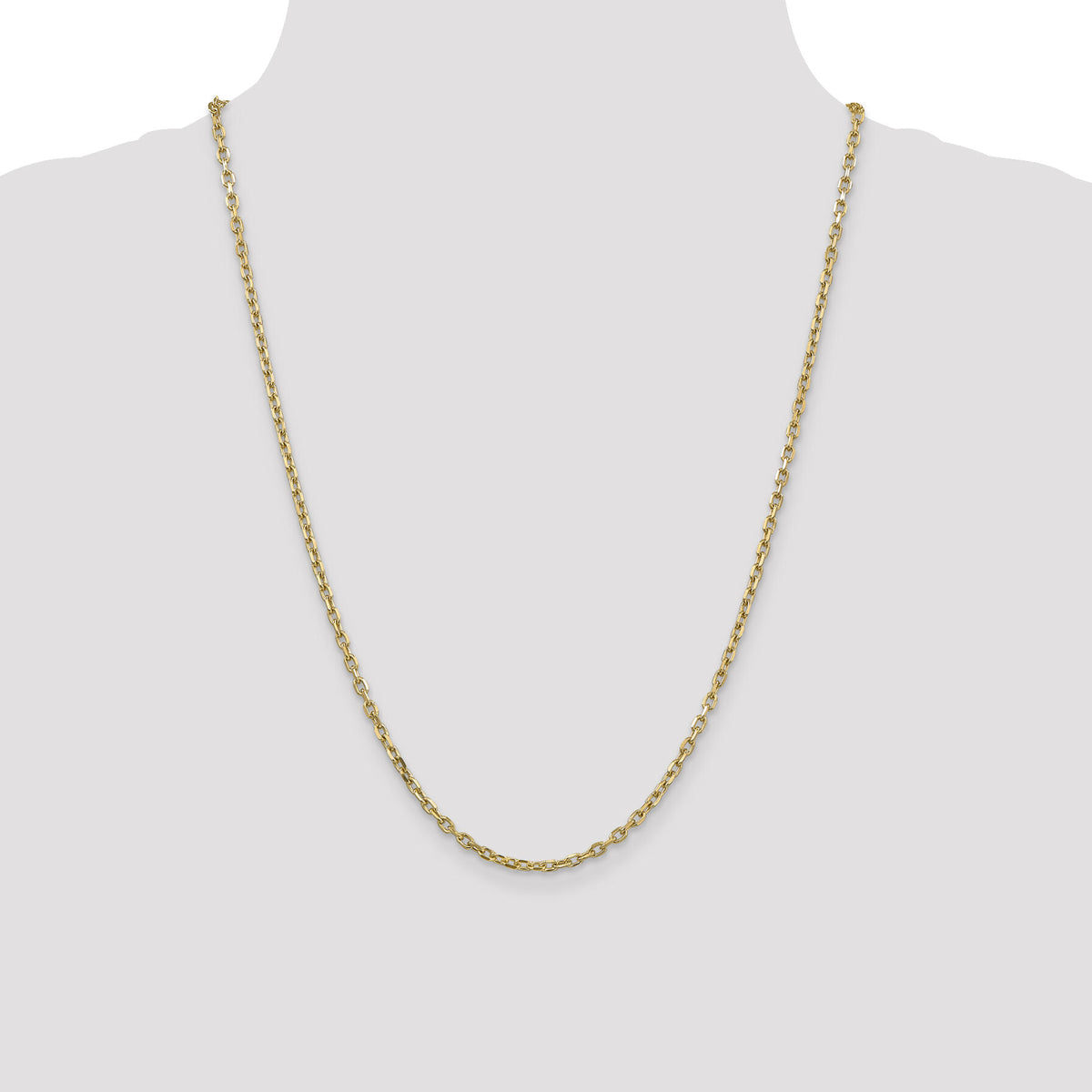 14k 3mm D/C Round Open Link Cable Chain-PEN206-24