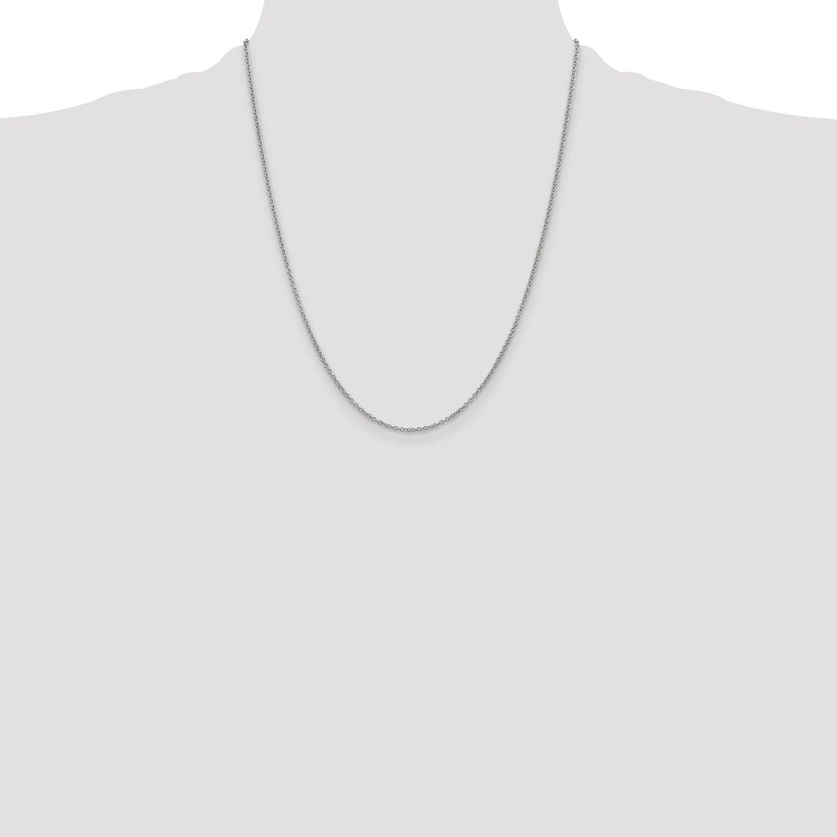 14k White Gold 1.4mm Round Open Wide Link Cable Chain-PEN208-22