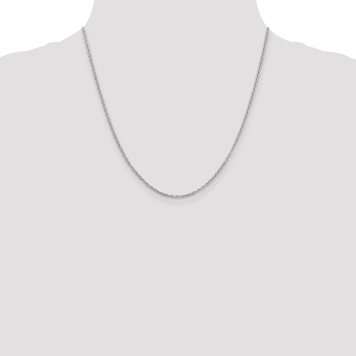 14k White Gold 2mm Round Open Link Cable Chain-PEN210-20