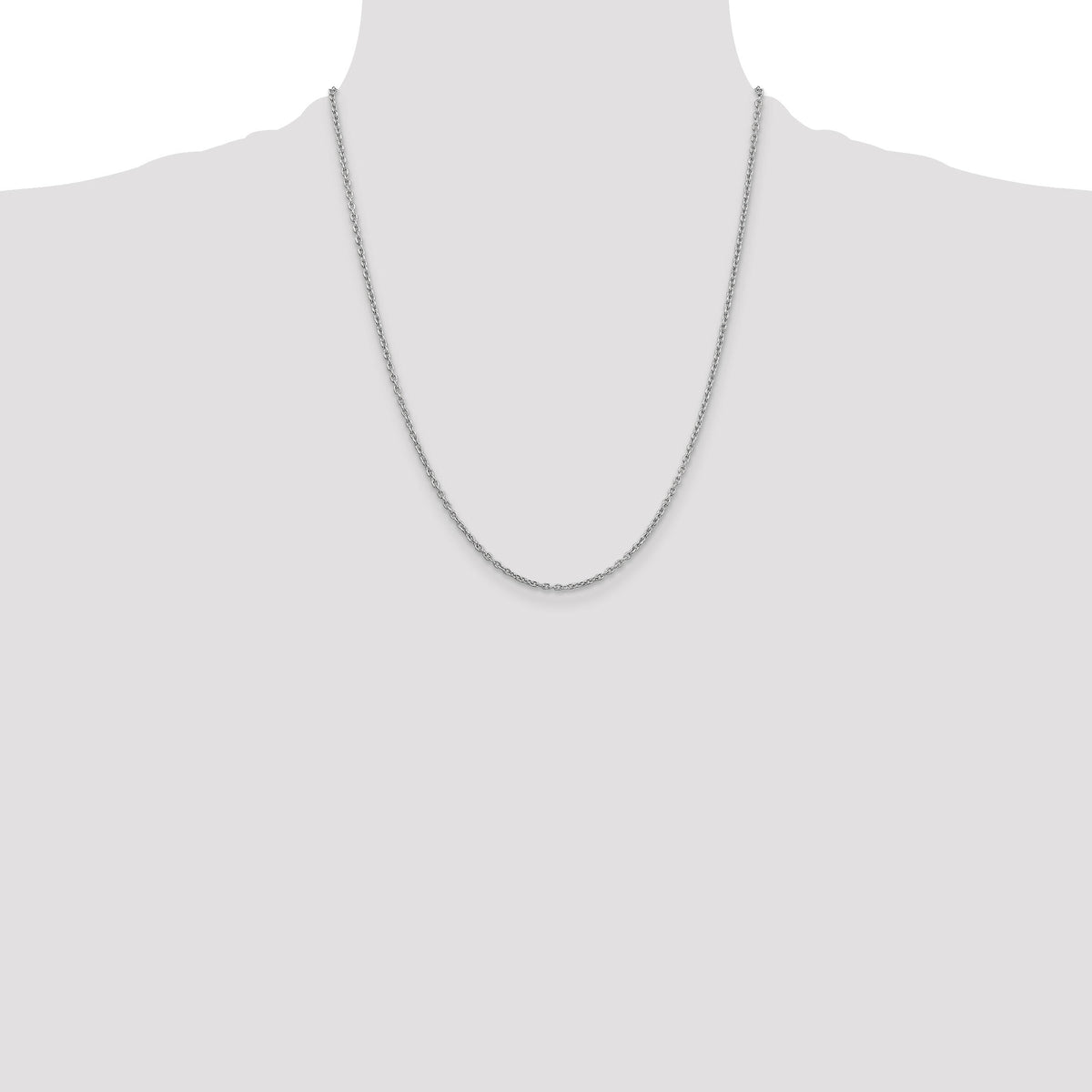 14k White Gold 2mm Round Open Link Cable Chain-PEN210-22