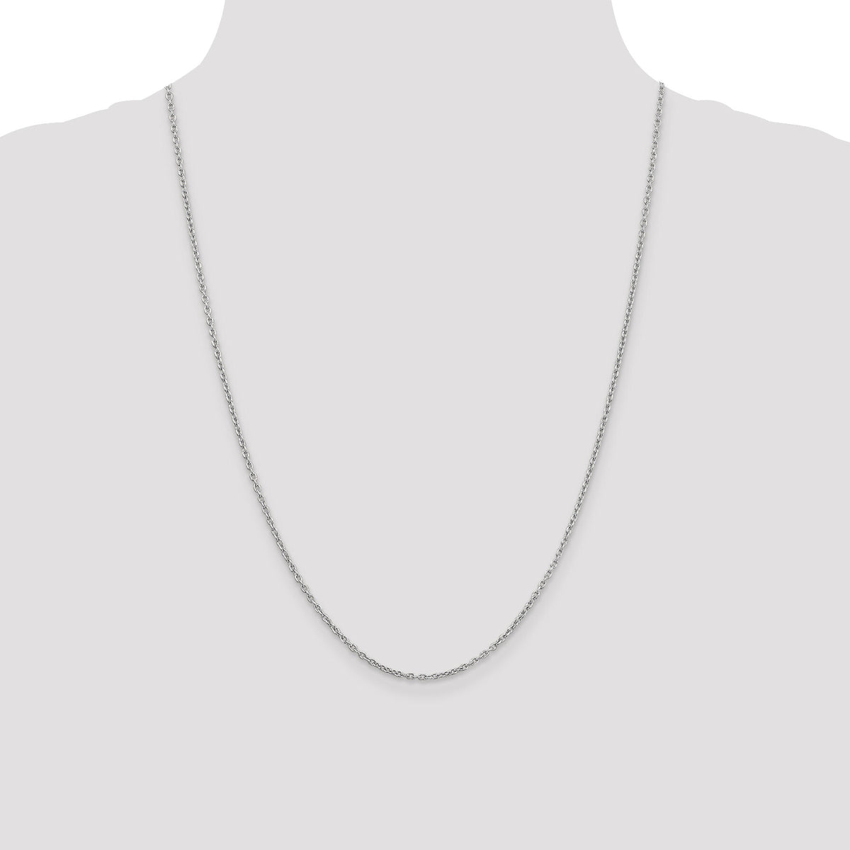 14k White Gold 2mm Round Open Link Cable Chain-PEN210-24