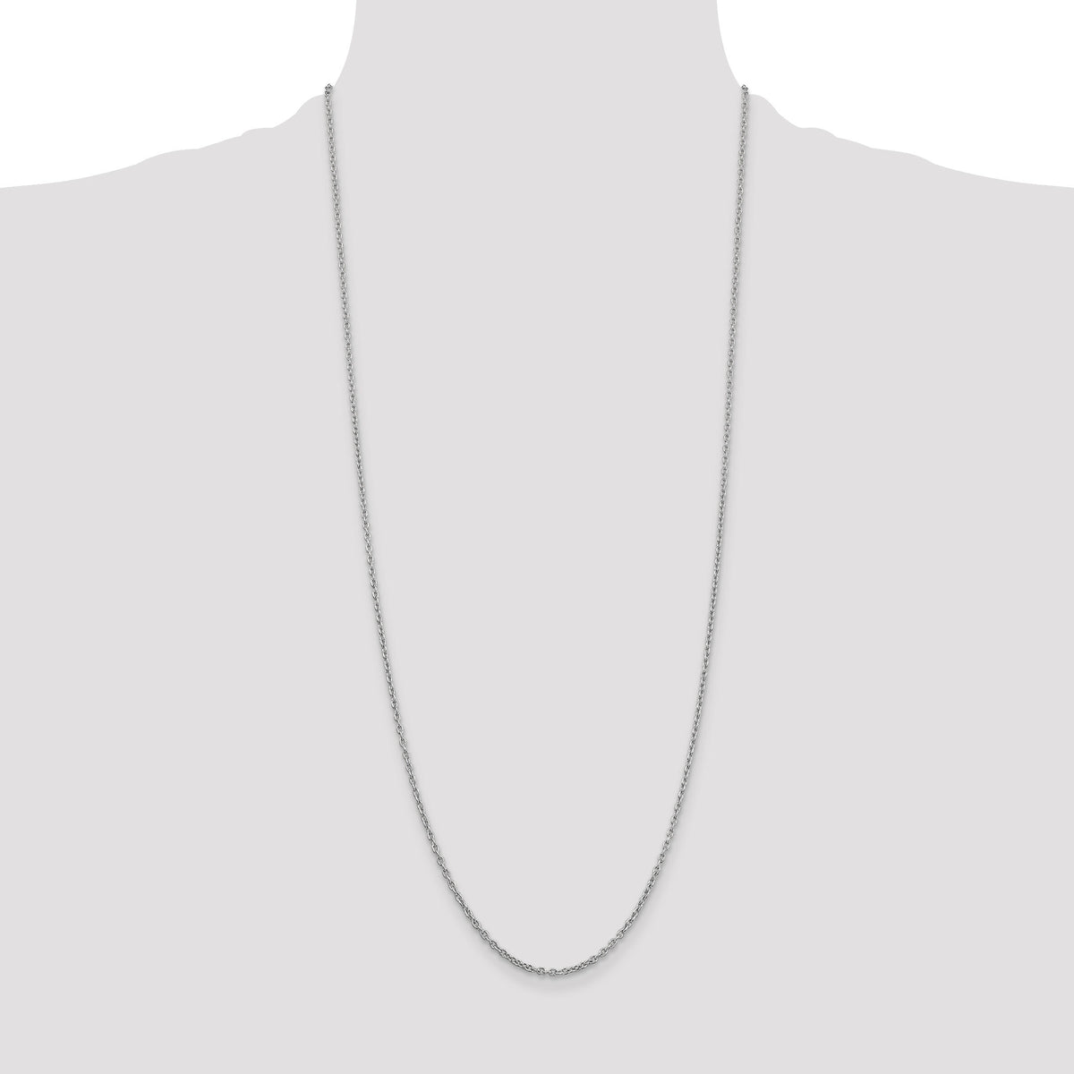 14k White Gold 2mm Round Open Link Cable Chain-PEN210-30