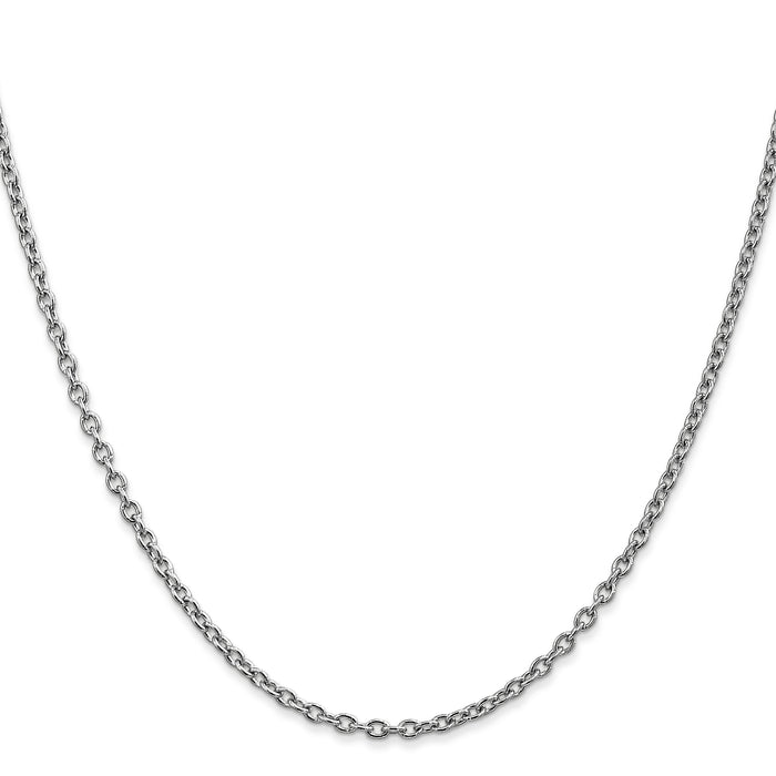 14k White Gold 2.4mm Round Open Link Cable Chain-PEN211-22