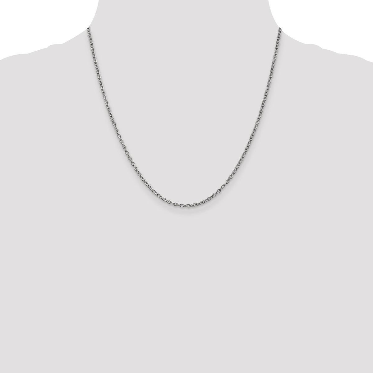 14k White Gold 2.4mm Round Open Link Cable Chain-PEN211-20
