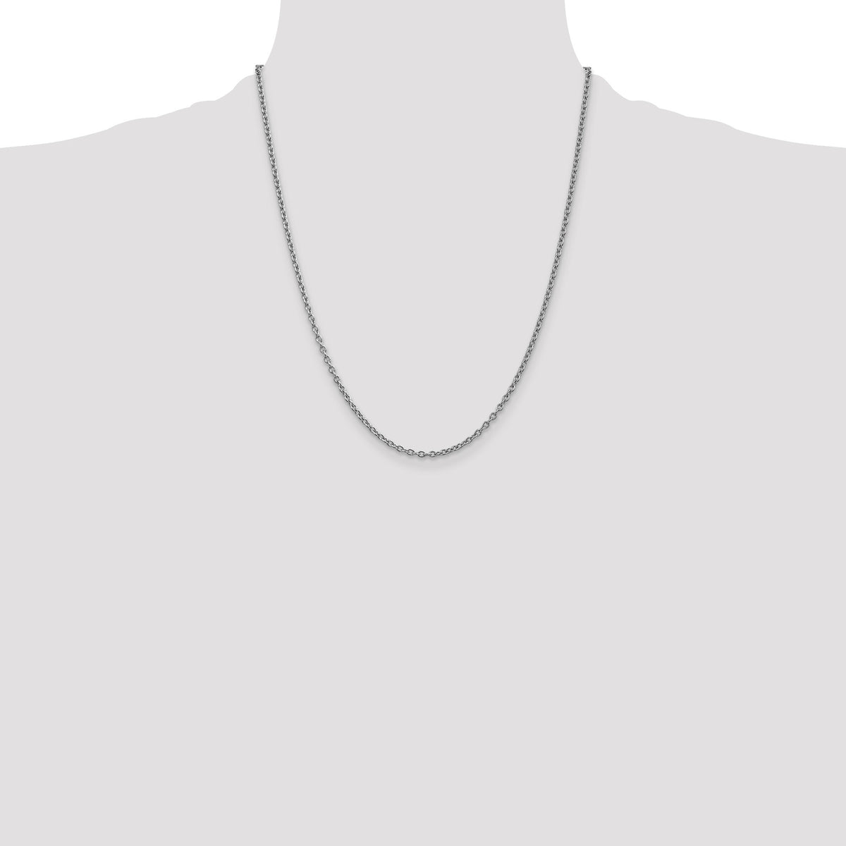 14k White Gold 2.4mm Round Open Link Cable Chain-PEN211-22