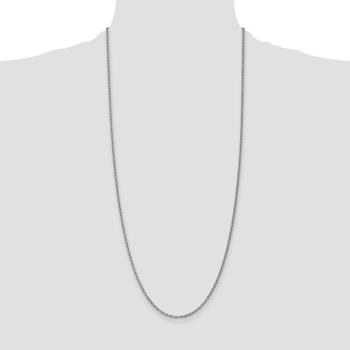 14k White Gold 2.4mm Round Open Link Cable Chain-PEN211-30