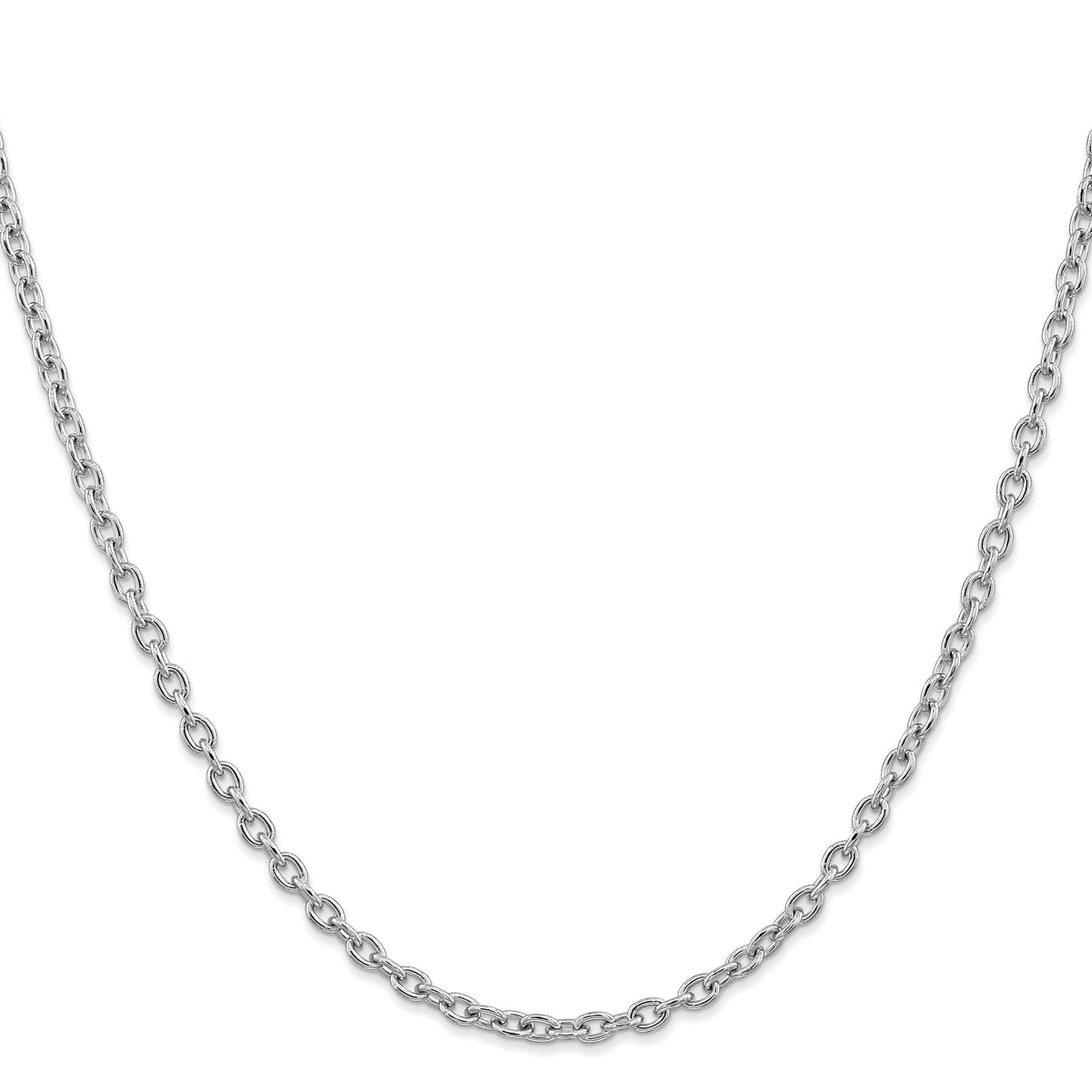 14k White Gold 3.2mm Round Open Link Cable Chain-PEN212-16
