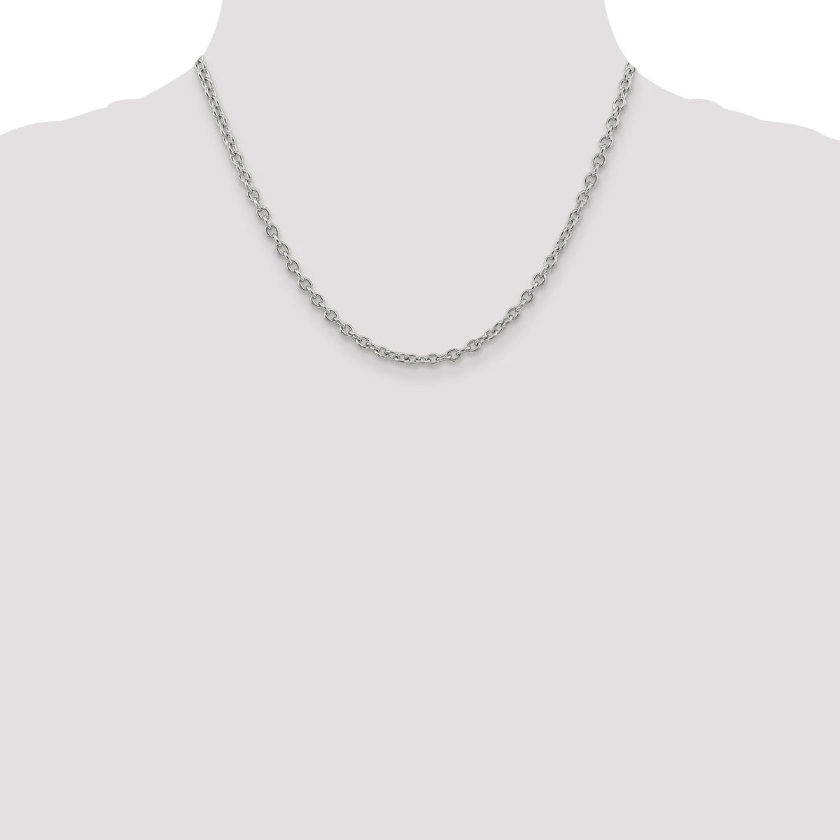 14k White Gold 3.2mm Round Open Link Cable Chain-PEN212-18