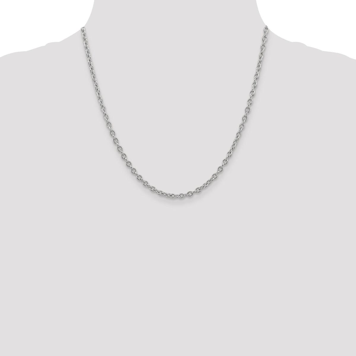 14k White Gold 3.2mm Round Open Link Cable Chain-PEN212-20
