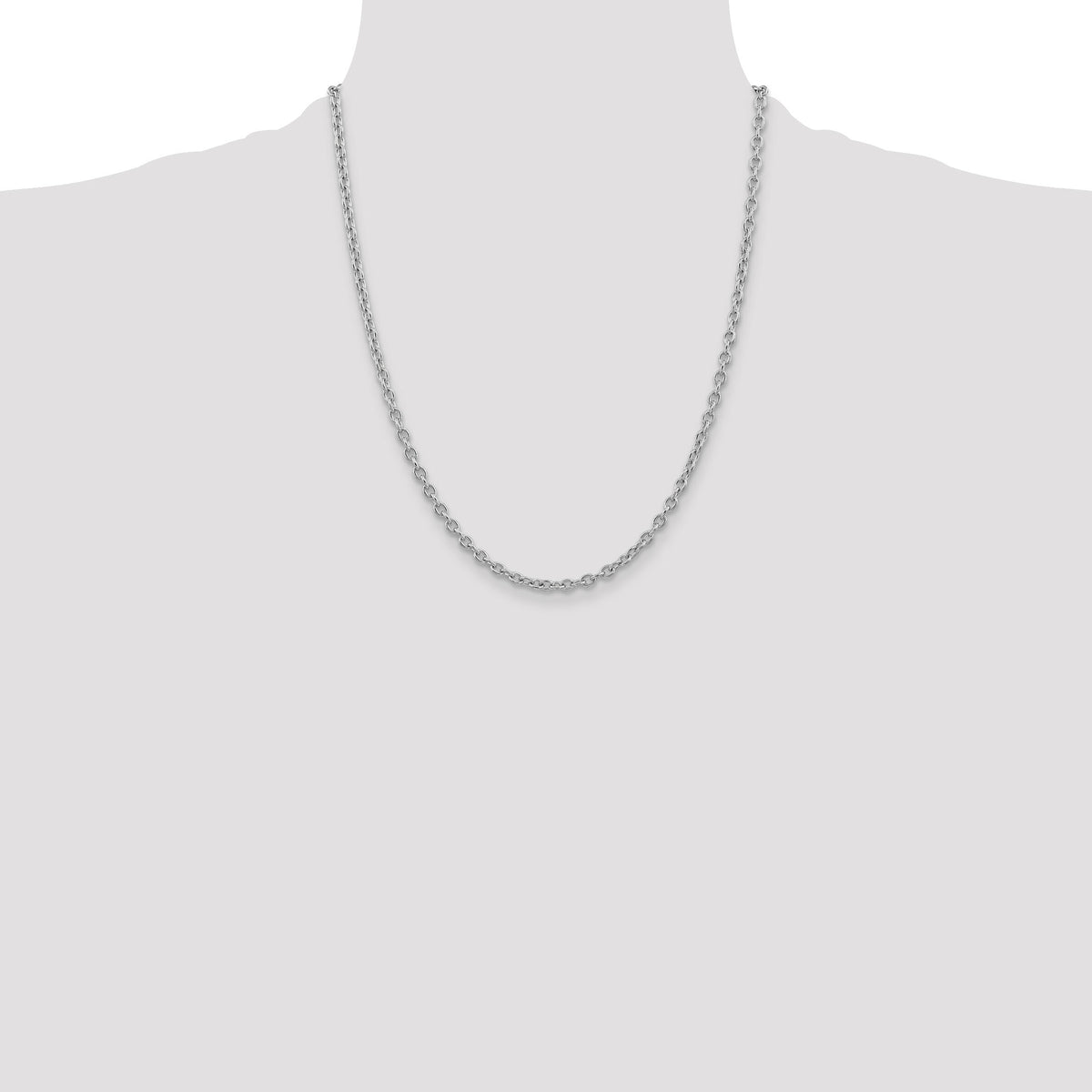 14k White Gold 3.2mm Round Open Link Cable Chain-PEN212-22