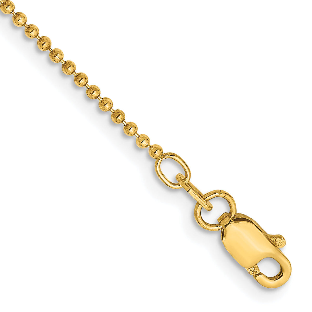 14k 1.2mm D/C Beaded Chain Anklet-PEN247-9